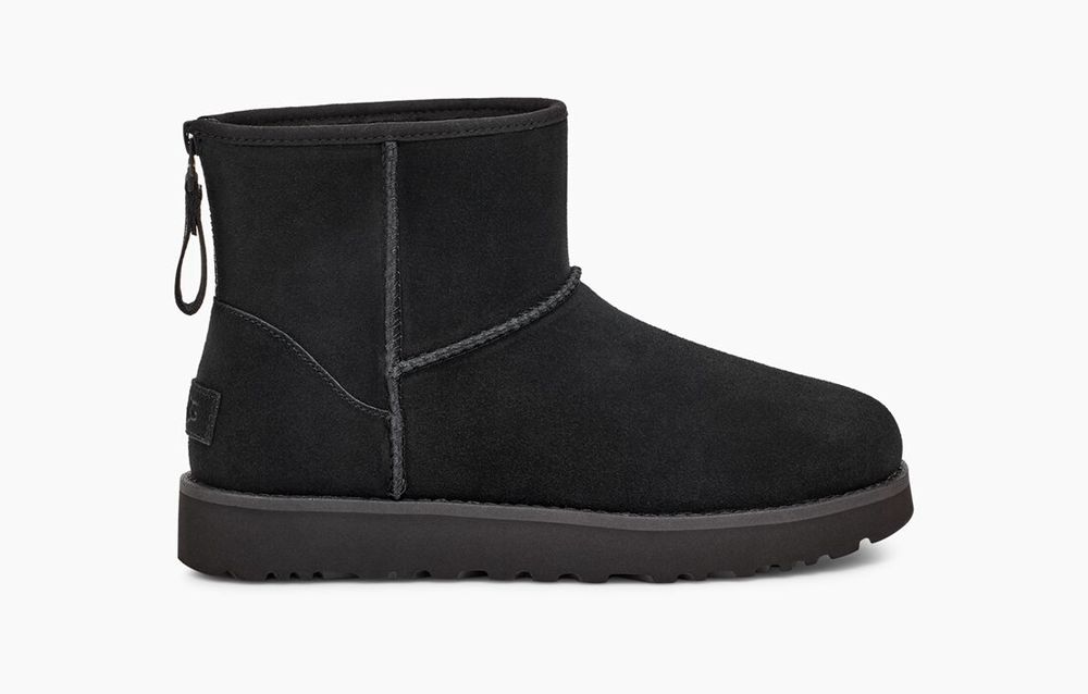 Ugg Mini Boot Womens - Ugg Classic Mini Logo Zip Black - 026RHQOTX